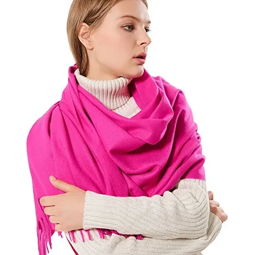 OHAYOMI Womens Thick Soft PasModazoneina Shawl Wrap Scarf Warm Solid Color Stole 