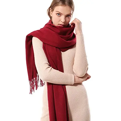 OHAYOMI Womens Thick Soft PasModazoneina Shawl Wrap Scarf Warm Solid Color Stole - 2