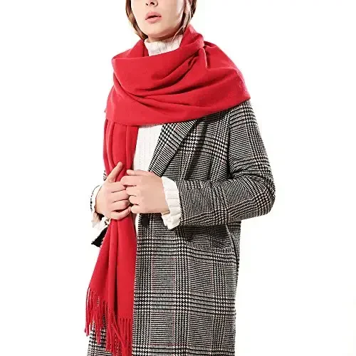 OHAYOMI Womens Thick Soft PasModazoneina Shawl Wrap Scarf Warm Solid Color Stole - 2