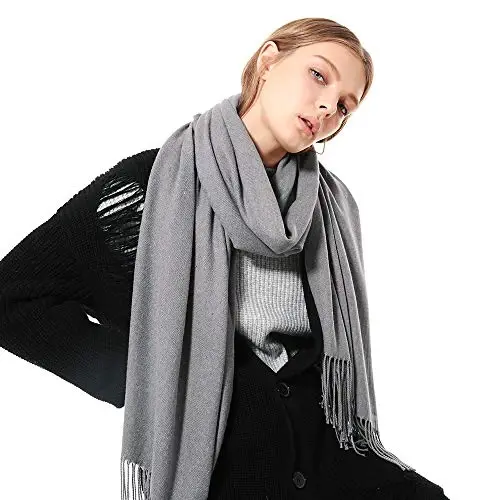 OHAYOMI Kadın Kalın Yumuşak PasModazoneina Şal Wrap Eşarp Sıcak Düz Renk Stole - WOMENS (1)