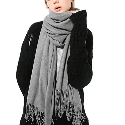OHAYOMI Womens Thick Soft PasModazoneina Shawl Wrap Scarf Warm Solid Color Stole 