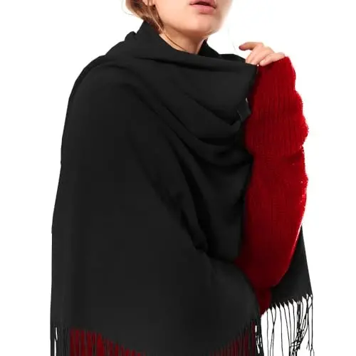 OHAYOMI Womens Thick Soft PasModazoneina Shawl Wrap Scarf Warm Solid Color Stole - WOMENS