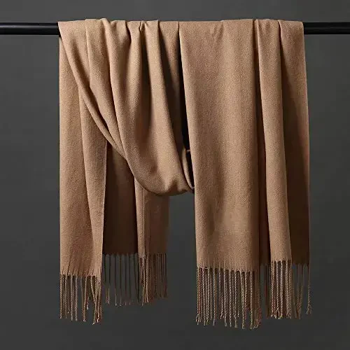 OHAYOMI Women's Thick Soft Pashmina Shawl Wrap Scarf Warm Solid Color Stole 