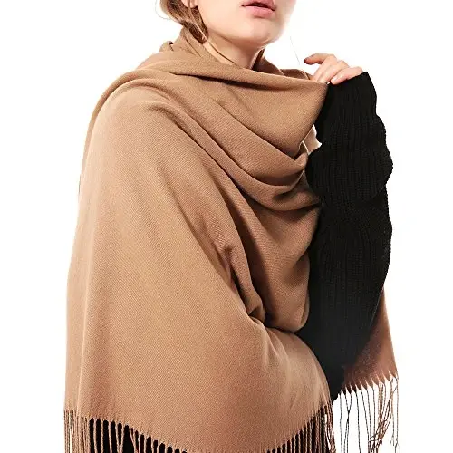 OHAYOMI Women's Thick Soft Pashmina Shawl Wrap Scarf Warm Solid Color Stole - 6
