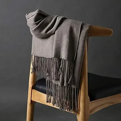 OHAYOMI Womens Thick Soft PasModazoneina Shawl Wrap Scarf Warm Solid Color Stole - 5