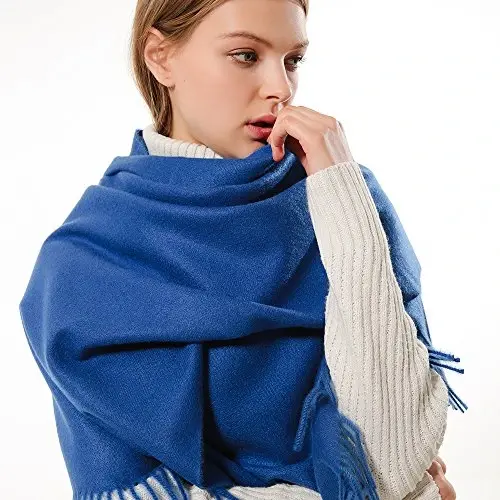 OHAYOMI Womens Thick Soft PasModazoneina Shawl Wrap Scarf Warm Solid Color Stole - 2