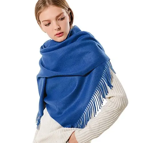 OHAYOMI Womens Thick Soft PasModazoneina Shawl Wrap Scarf Warm Solid Color Stole 
