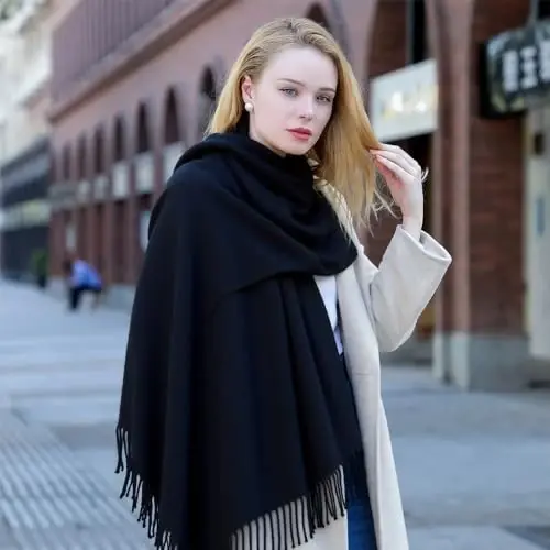 OHAYOMI Womens Thick Soft PasModazoneina Shawl Wrap Scarf Warm Solid Color Stole - 4