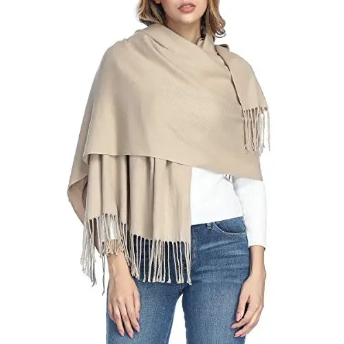 OHAYOMI Womens Thick Soft PasModazoneina Shawl Wrap Scarf Warm Solid Color Stole - WOMENS (1)