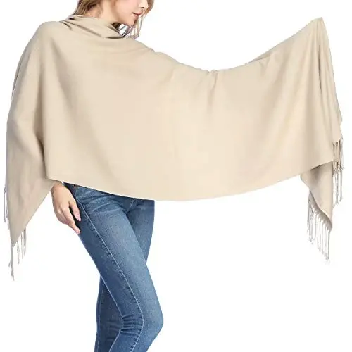 OHAYOMI Womens Thick Soft PasModazoneina Shawl Wrap Scarf Warm Solid Color Stole - 4