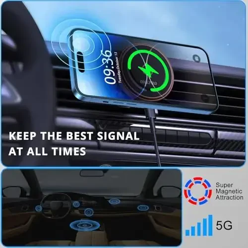 OHLPRO for Magsafe Car Mount Charger for iPhone 17 Pro Max, Dashboard Magsafe Car Phone Holder for 16 15 14 13 12 Pro/Pro Max/Plus/Mini,15W Fast Charging Vent Mount, Super Fashion & Hands Free, Red - 4