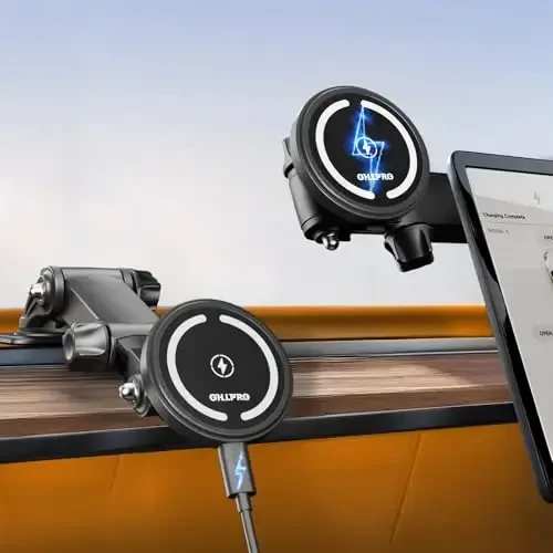 OHLPRO for MagSafe Car Mount for iPhone 17 16 15 14 Pro Max, 15W Fast Charging Phone Holder, Magnetic Car Charger Accessories, 360° Rotation, Adhesive Base for Tesla, Gift for Men Women, Black - 1