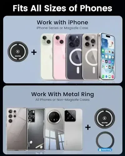 OHLPRO for MagSafe Car Mount for iPhone 17 16 15 14 Pro Max, 15W Fast Charging Phone Holder, Magnetic Car Charger Accessories, 360° Rotation, Adhesive Base for Tesla, Gift for Men Women, Black - 6