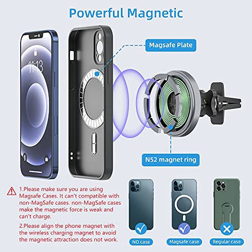 OHLPRO MagSafe Car Mount Charger iPhone Wireless Car Charger, Stick on Dashboard Magnetic Phone Holder Mount for iPhone 16 Pro Plus Max 15 14 13 12 Series, 15W Fast Charging, Aluminum Shell - 6