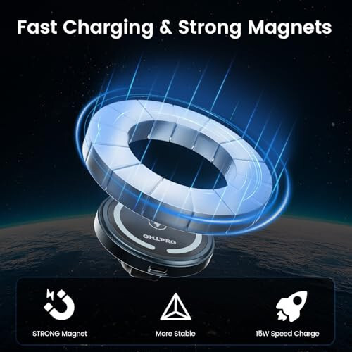 OHLPRO MagSafe Avtomobilga O'rnatish Zaryadlovchi iPhone Simsiz Avtomobil Zaryadlovchi, iPhone 15 Pro Plus Max 14 13 12 Seriyasi uchun Dashbordga Yopishtirilgan Magnit Telefon Tutqichi O'rnatiladigan, 15W Tez Zaryadlash, Alyuminiy Qobiq - 2