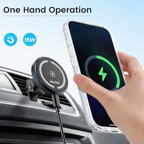 OHLPRO MagSafe Avtomobilga O'rnatish Zaryadlovchi iPhone Simsiz Avtomobil Zaryadlovchi, iPhone 15 Pro Plus Max 14 13 12 Seriyasi uchun Dashbordga Yopishtirilgan Magnit Telefon Tutqichi O'rnatiladigan, 15W Tez Zaryadlash, Alyuminiy Qobiq - 4