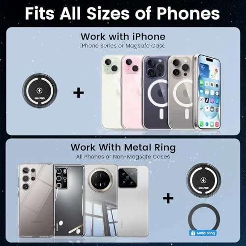 OHLPRO MagSafe Avtomobilga O'rnatish Zaryadlovchi iPhone Simsiz Avtomobil Zaryadlovchi, iPhone 15 Pro Plus Max 14 13 12 Seriyasi uchun Dashbordga Yopishtirilgan Magnit Telefon Tutqichi O'rnatiladigan, 15W Tez Zaryadlash, Alyuminiy Qobiq - 1