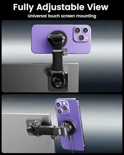 OHLPRO MagSafe uchun avtomobil ushlagichi iPhone 17 16 15 14 Pro Max, 15W tez zaryadlovchi telefon ushlagichi, magnitli avtomobil zaryadlash moslamalari, 360° aylanish, Tesla uchun yopishtiruvchi taglik, erkaklar va ayollar uchun sovg'a, qora - 3