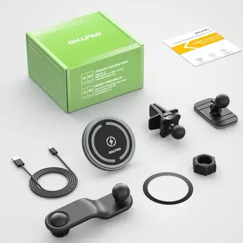 OHLPRO Совместим с MagSafe Car Mount для iPhone 16, магнитное беспроводное автомобильное зарядное устройство с удлиненным рычагом, никогда не блокирует вентиляционные отверстия для iPhone 15/14/13/12 Serie, 15W быстрая зарядка Mag Safe держатель телефона, серый - 6