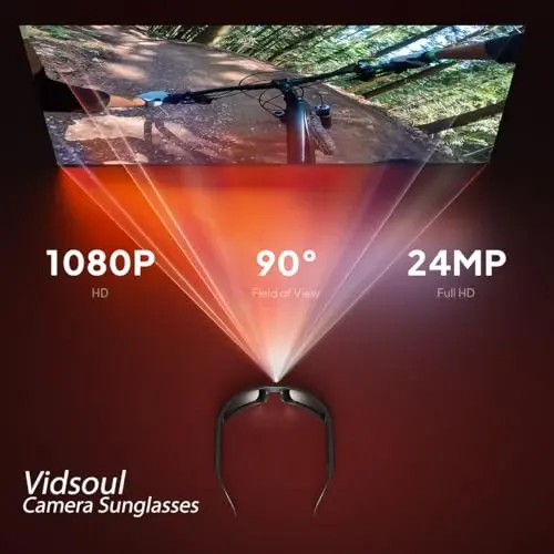 OhO 32GB Camera Glasses,24M Resolution H.265 1080P Smart Glasses with UV400 Sunglasses Lens for Outdoor Sport,Unisex-Mirror Red Lens - 3