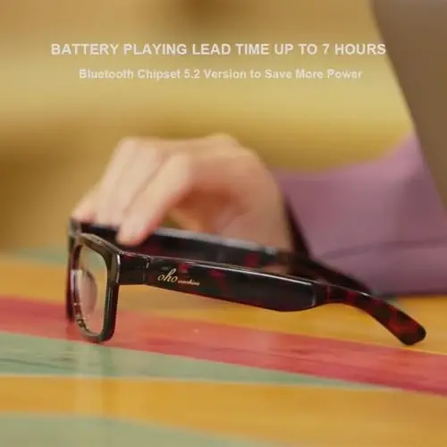 OhO Sunshnen Smart Glasses,128G MP3 Bluetooth Sunglasses with Open Ear Speaker,Indoor &Outdoor Sports,Transitional Bluelight Blocking Lens,Unisex - 3