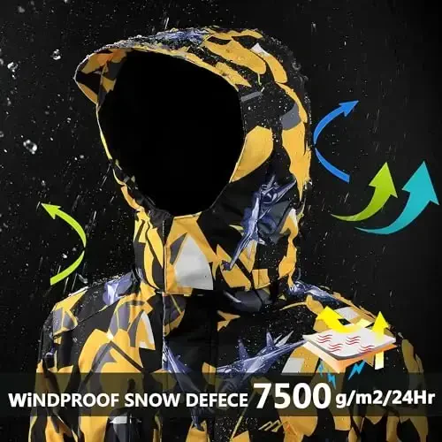 OHSNMAKSL Boy's Waterproof Ski Jacket Warm Winter Snow Coat Kids Fleece Snowboarding Jackets Thick Hooded Windproof Coats - 3