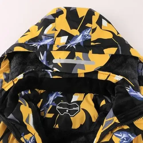 OHSNMAKSL Boy's Waterproof Ski Jacket Warm Winter Snow Coat Kids Fleece Snowboarding Jackets Thick Hooded Windproof Coats - 5