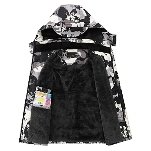 OHSNMAKSL Boy's Waterproof Ski Jacket Warm Winter Snow Coat Kids Fleece Snowboarding Jackets Thick Hooded Windproof Coats - MODAZONE (1)