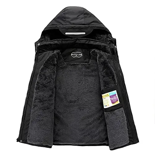 OHSNMAKSL Boy's Waterproof Ski Jacket Warm Winter Snow Coat Kids Fleece Snowboarding Jackets Thick Hooded Windproof Coats - 2