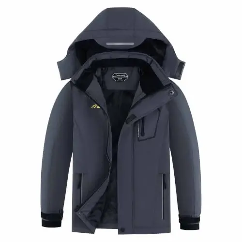 OHSNMAKSL Boy's Waterproof Ski Jacket Warm Winter Snow Coat Kids Fleece Snowboarding Jackets Thick Hooded Windproof Coats - 1