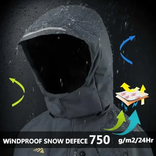 OHSNMAKSL Boy's Waterproof Ski Jacket Warm Winter Snow Coat Kids Fleece Snowboarding Jackets Thick Hooded Windproof Coats - 3