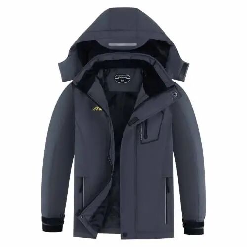OHSNMAKSL Boy's Waterproof Ski Jacket Warm Winter Snow Coat Kids Fleece Snowboarding Jackets Thick Hooded Windproof Coats - OHSNMAKSL