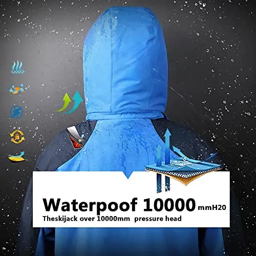 OHSNMAKSL Boy's Waterproof Ski Jacket Warm Winter Snow Coat Kids Fleece Snowboarding Jackets Thick Hooded Windproof Coats - 3