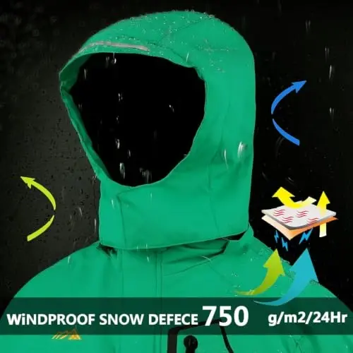 OHSNMAKSL Boy's Waterproof Ski Jacket Warm Winter Snow Coat Kids Fleece Snowboarding Jackets Thick Hooded Windproof Coats - 4