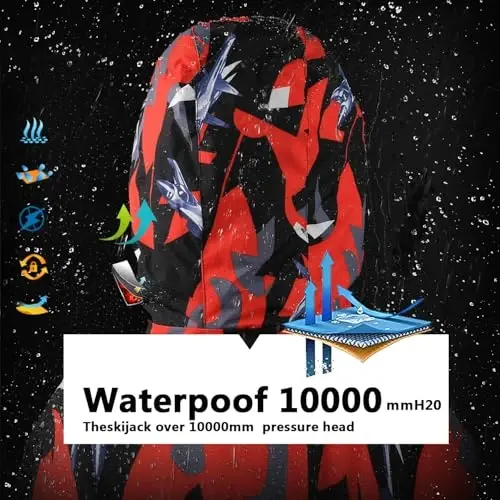 OHSNMAKSL Boy's Waterproof Ski Jacket Warm Winter Snow Coat Kids Fleece Snowboarding Jackets Thick Hooded Windproof Coats - 3