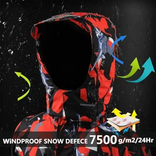 OHSNMAKSL Boy's Waterproof Ski Jacket Warm Winter Snow Coat Kids Fleece Snowboarding Jackets Thick Hooded Windproof Coats - 4