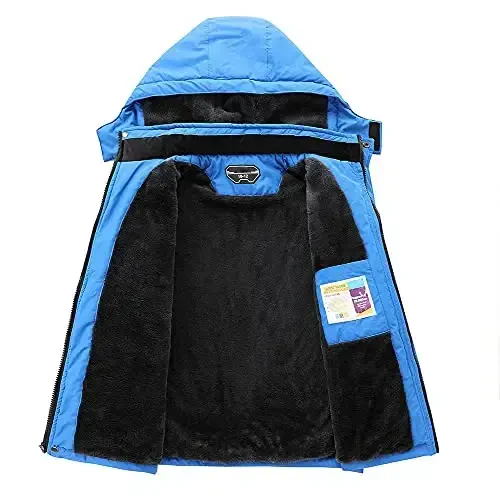 OHSNMAKSL Boy's Waterproof Ski Jacket Warm Winter Snow Coat Kids Fleece Snowboarding Jackets Thick Hooded Windproof Coats - 2