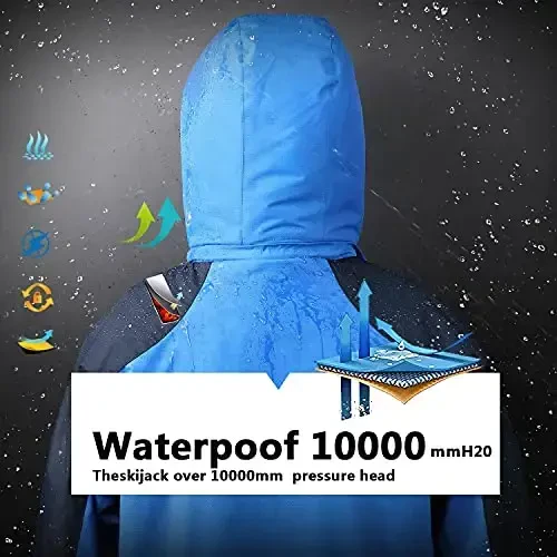 OHSNMAKSL Boy's Waterproof Ski Jacket Warm Winter Snow Coat Kids Fleece Snowboarding Jackets Thick Hooded Windproof Coats - 3