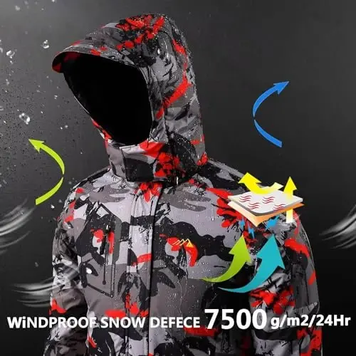 OHSNMAKSL Boy's Waterproof Ski Jacket Warm Winter Snow Coat Kids Fleece Snowboarding Jackets Thick Hooded Windproof Coats - 4