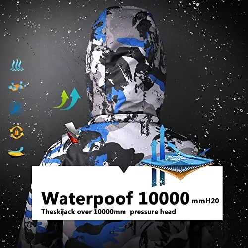 OHSNMAKSL Boy's Waterproof Ski Jacket Warm Winter Snow Coat Kids Fleece Snowboarding Jackets Thick Hooded Windproof Coats - 3