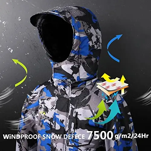 OHSNMAKSL Boy's Waterproof Ski Jacket Warm Winter Snow Coat Kids Fleece Snowboarding Jackets Thick Hooded Windproof Coats - 4
