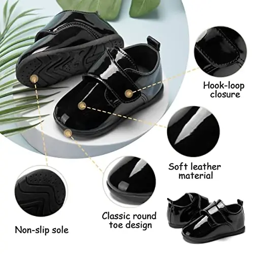 ohsofy Infant Baby Boy Oxford Shoes PU Leather Loafers Rubber and Soft Sole Wedding Dress Shoes Toddler Girl Baby Walking Shoes - 5