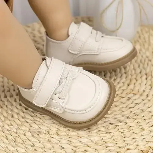 ohsofy Infant Baby Boy Oxford Shoes PU Leather Loafers Rubber and Soft Sole Wedding Dress Shoes Toddler Girl Baby Walking Shoes - 2