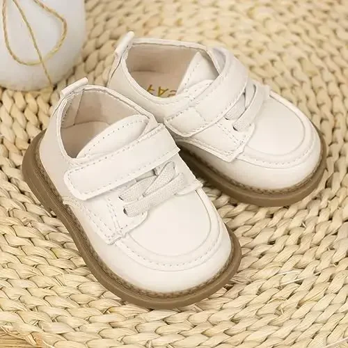 ohsofy Infant Baby Boy Oxford Shoes PU Leather Loafers Rubber and Soft Sole Wedding Dress Shoes Toddler Girl Baby Walking Shoes - 3