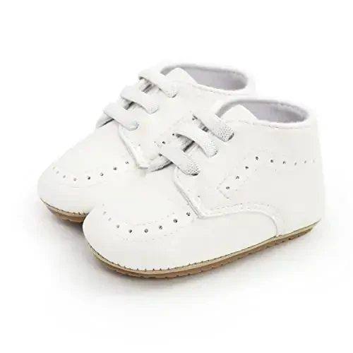 ohsofy Infant Baby Boy Oxford Shoes PU Leather Loafers Rubber and Soft Sole Wedding Dress Shoes Toddler Girl Baby Walking Shoes - 1