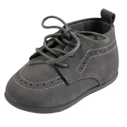 ohsofy Infant Baby Boy Oxford Shoes PU Leather Loafers Rubber and Soft Sole Wedding Dress Shoes Toddler Girl Baby Walking Shoes 