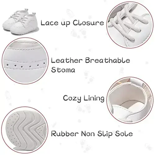 ohsofy Infant Baby Boy Oxford Shoes PU Leather Loafers Rubber and Soft Sole Wedding Dress Shoes Toddler Girl Baby Walking Shoes - 4
