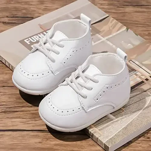 ohsofy Infant Baby Boy Oxford Shoes PU Leather Loafers Rubber and Soft Sole Wedding Dress Shoes Toddler Girl Baby Walking Shoes - 5