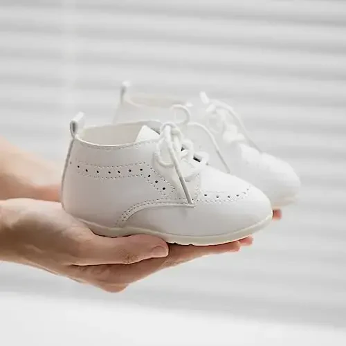 ohsofy Infant Baby Boy Oxford Shoes PU Leather Loafers Rubber and Soft Sole Wedding Dress Shoes Toddler Girl Baby Walking Shoes - 6