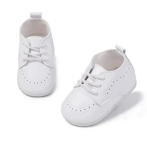 ohsofy Infant Baby Boy Oxford Shoes PU Leather Loafers Rubber and Soft Sole Wedding Dress Shoes Toddler Girl Baby Walking Shoes 